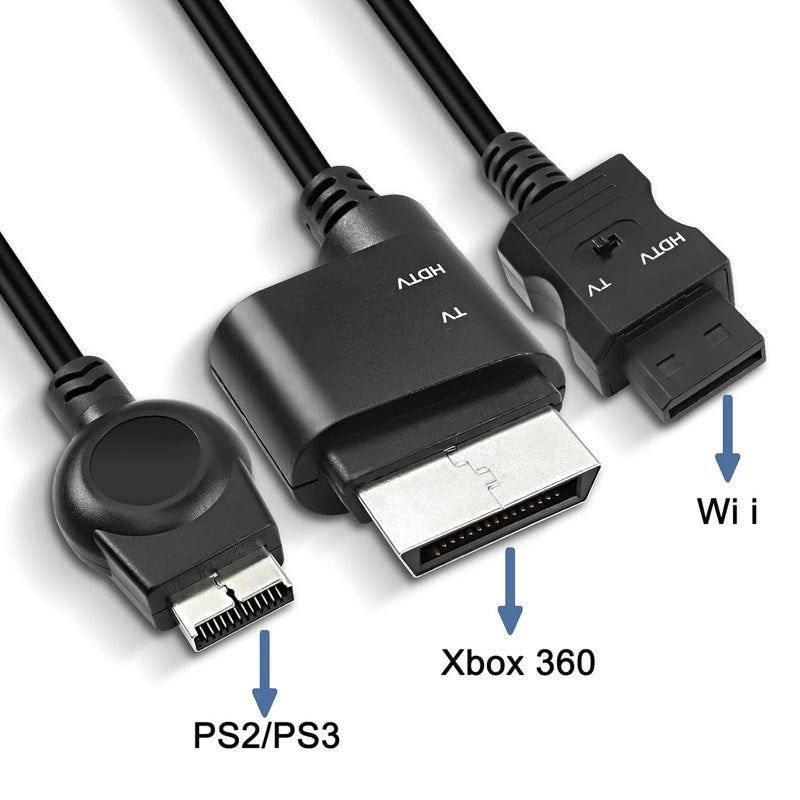 XMSJSIY كابل PS2 PS3 RCA AV HDTV متوافق مع Xbox 360 / WII محول صوت وصورة YPbPr إلى HDTV EDTV 3 في 1-1.8م - Image 4